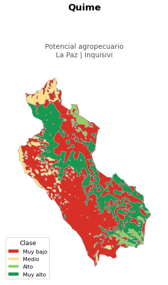 Potencial agropecuario municipio de Quime - La Paz