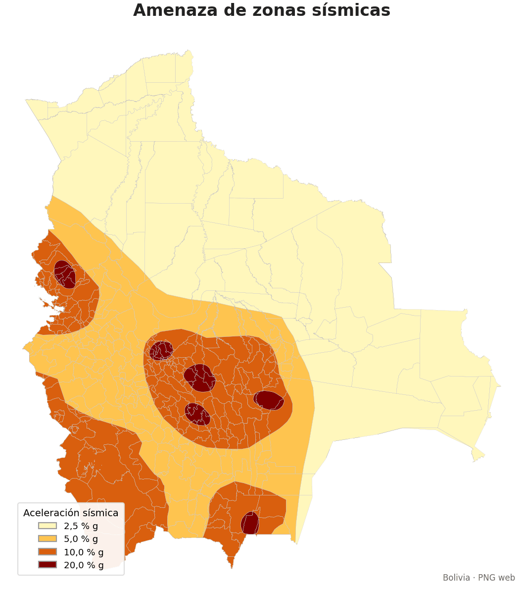 Amenaza de zonas sísmicas Bolivia