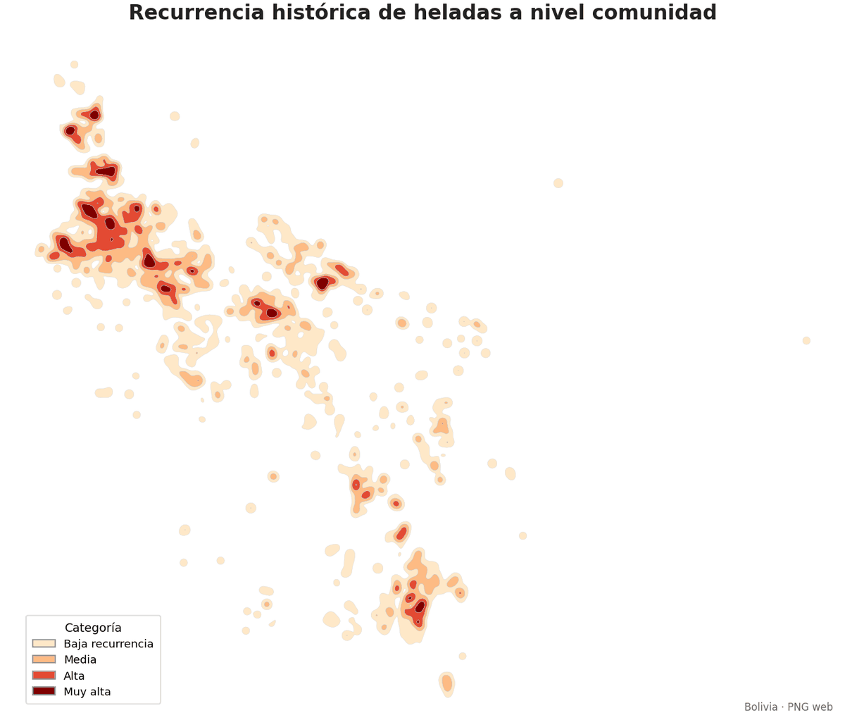 Recurrencia histórica de heladas a nivel comunidad Bolivia