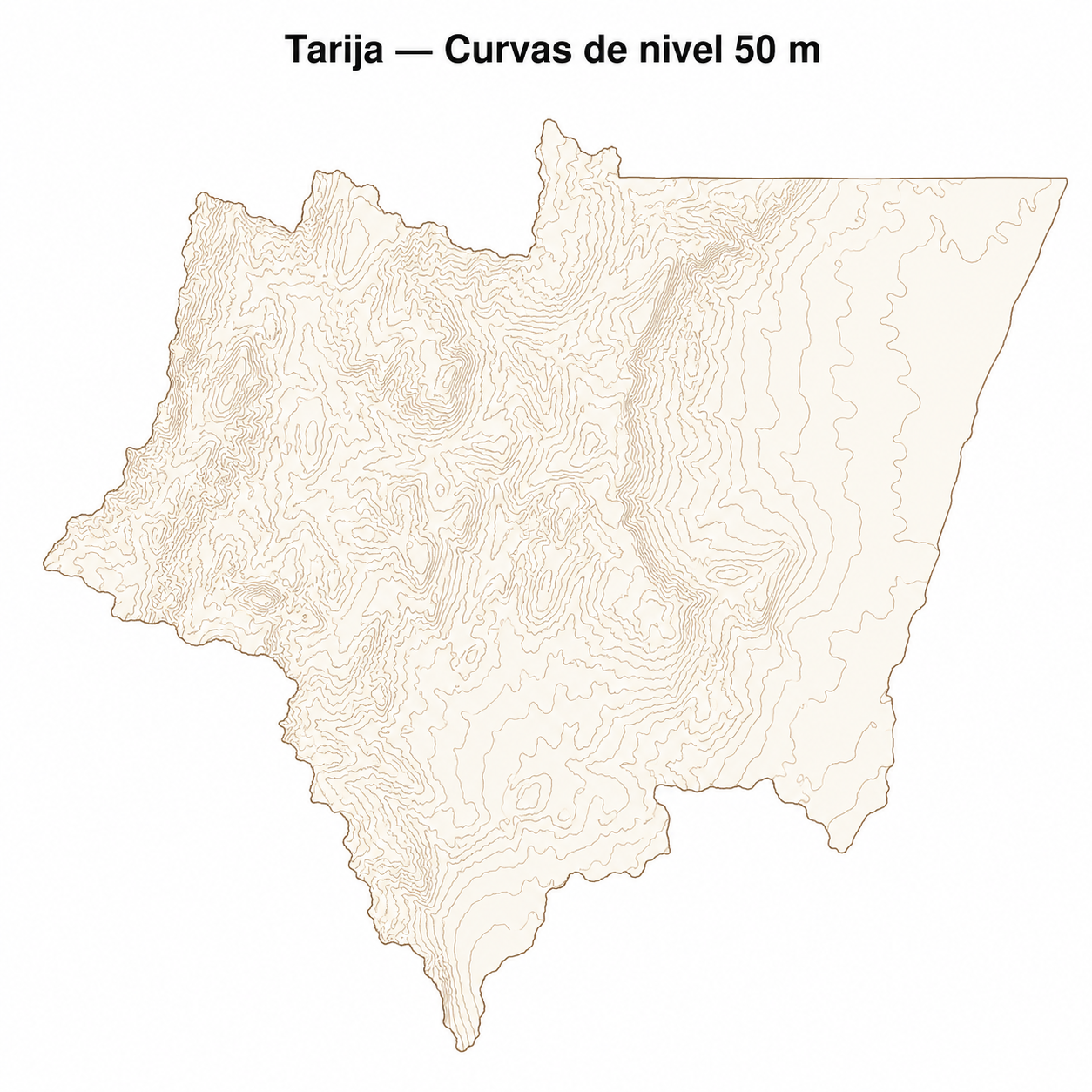 Curvas de nivel cada 50 m - Departamento de Tarija