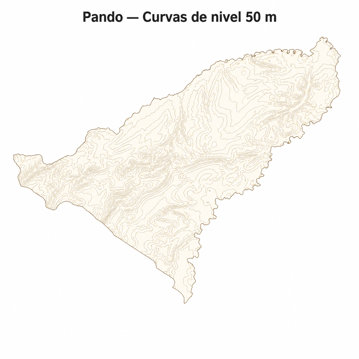 Curvas de nivel cada 50 m - Departamento de Pando