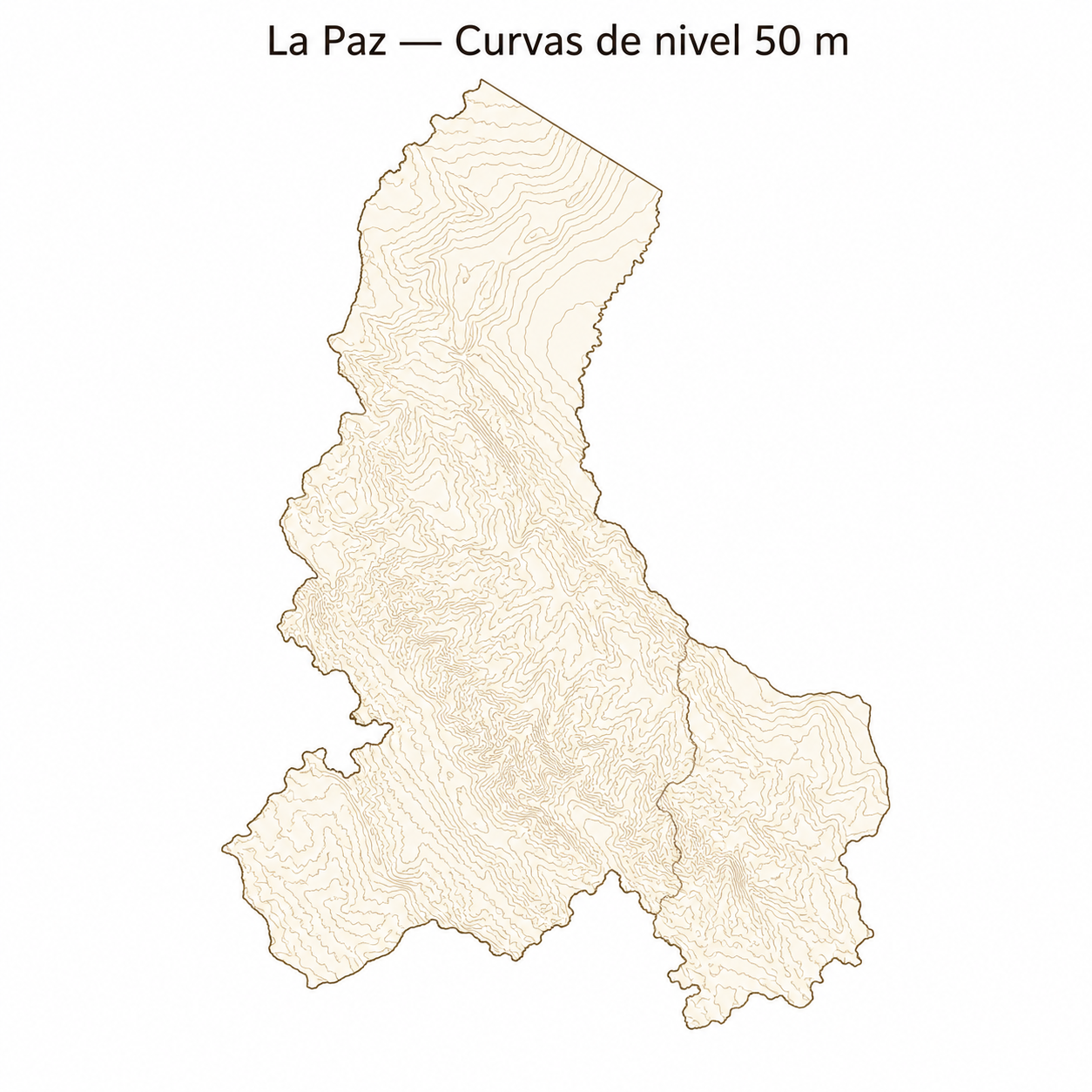 Curvas de nivel cada 50 m - Departamento de La Paz