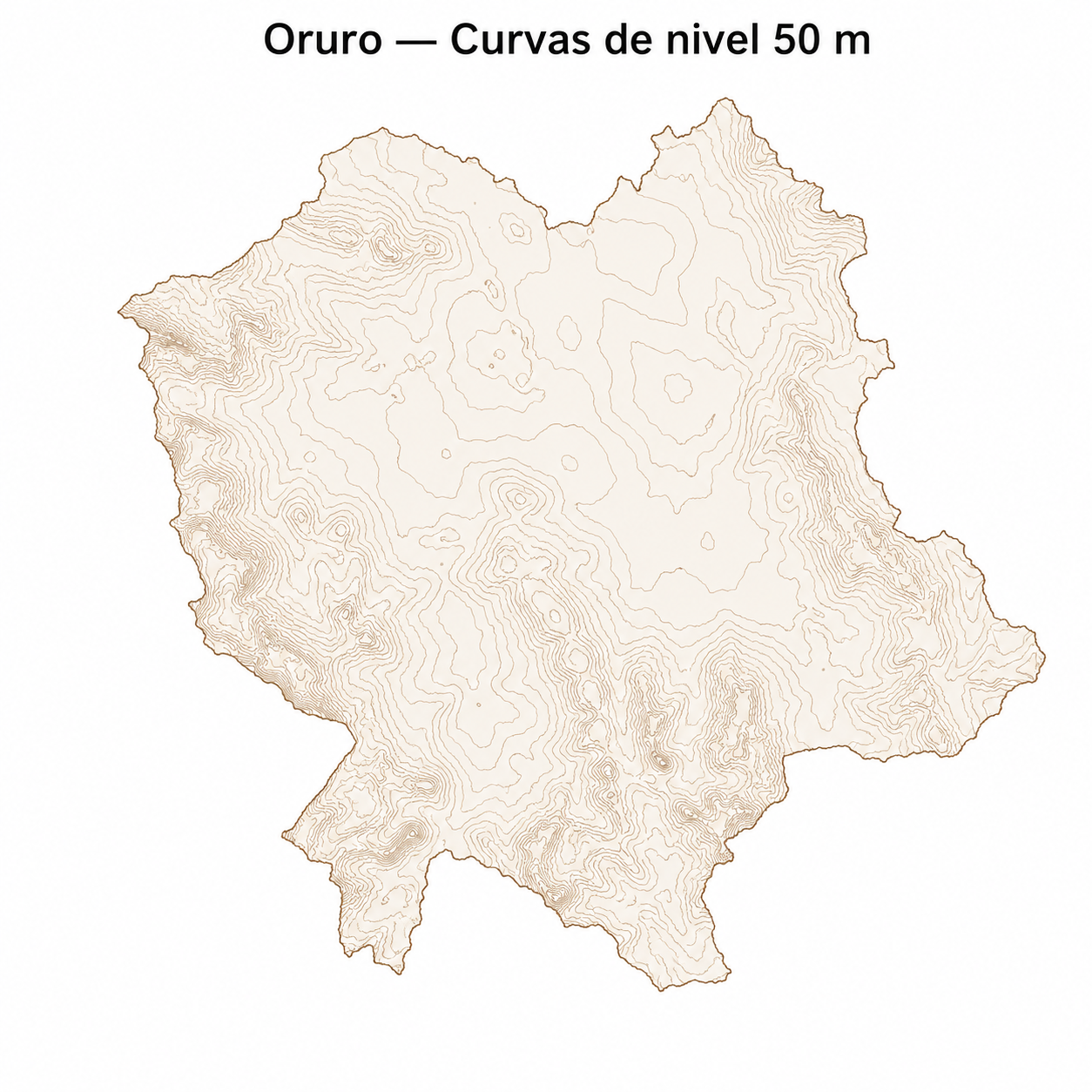 Curvas de nivel cada 50 m - Departamento de Oruro