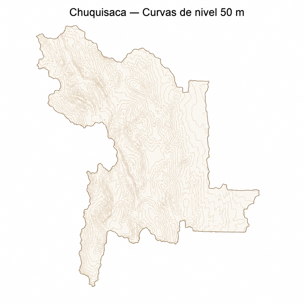 Curvas de nivel cada 50 m - Departamento de Chuquisaca