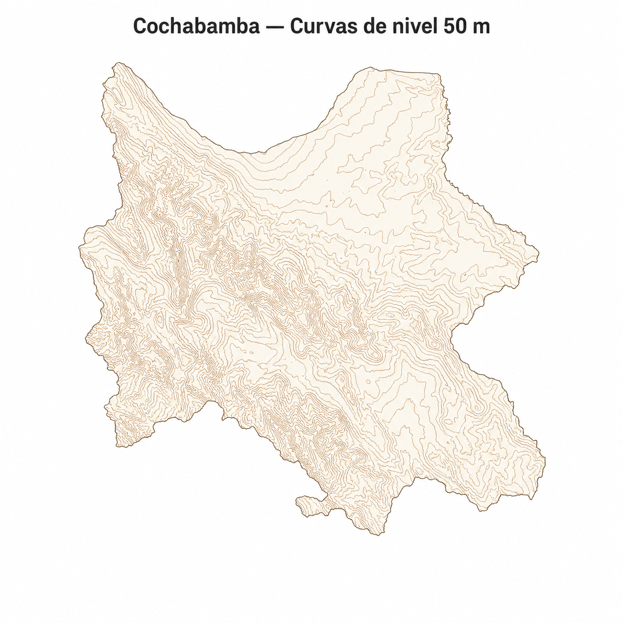 Curvas de nivel cada 50 m - Departamento de Cochabamba