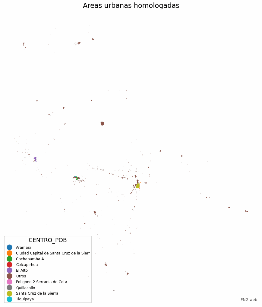Áreas urbanas homologadas de Bolivia