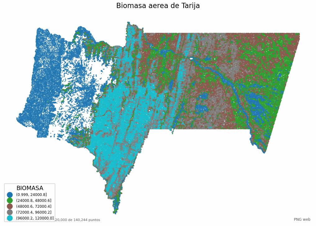 Biomasa aérea de Tarija en polígonos