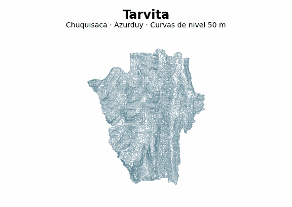 Curvas de nivel cada 50 m - Municipio de Tarvita, Chuquisaca