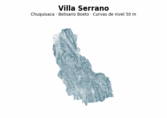 Curvas de nivel cada 50 m - Municipio de Villa Serrano, Chuquisaca