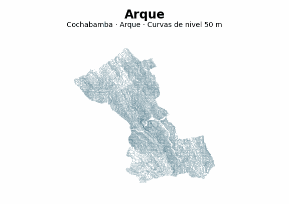 Curvas de nivel cada 50 m - Municipio de Arque, Cochabamba