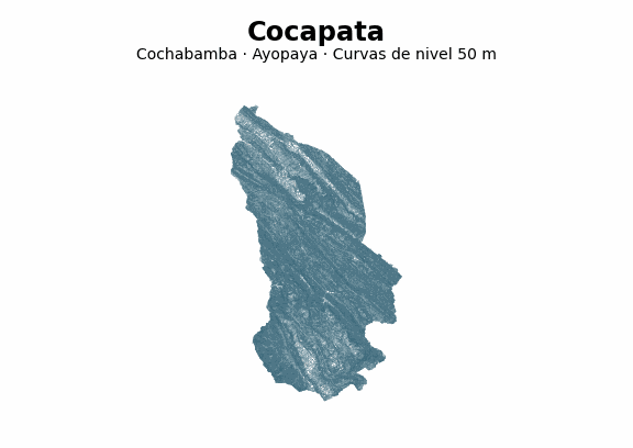Curvas de nivel cada 50 m - Municipio de Cocapata, Cochabamba