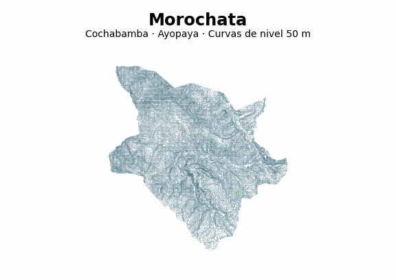 Curvas de nivel cada 50 m - Municipio de Morochata, Cochabamba