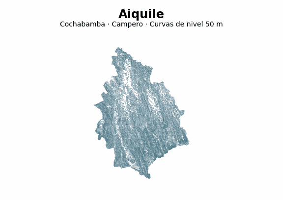 Curvas de nivel cada 50 m - Municipio de Aiquile, Cochabamba