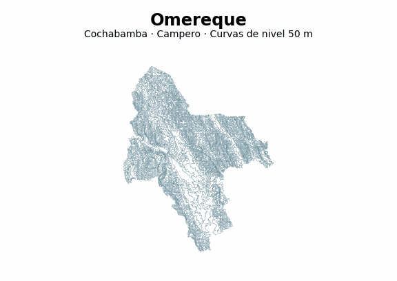 Curvas de nivel cada 50 m - Municipio de Omereque, Cochabamba