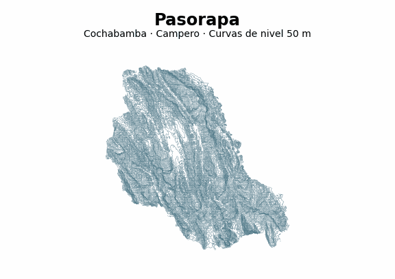 Curvas de nivel cada 50 m - Municipio de Pasorapa, Cochabamba
