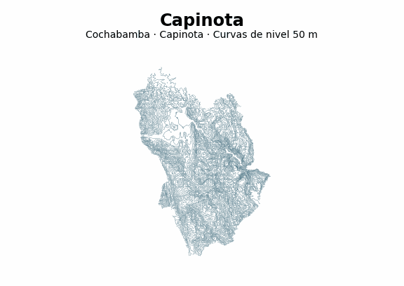 Curvas de nivel cada 50 m - Municipio de Capinota, Cochabamba