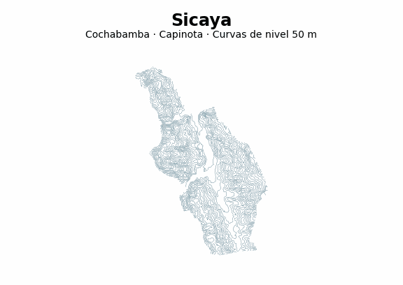 Curvas de nivel cada 50 m - Municipio de Sicaya, Cochabamba