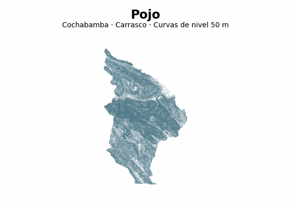 Curvas de nivel cada 50 m - Municipio de Pojo, Cochabamba