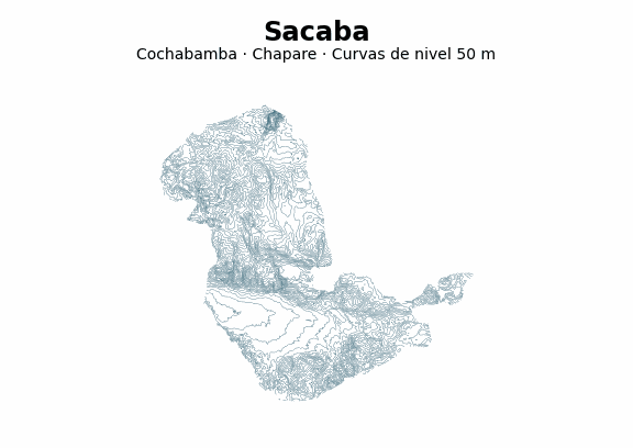 Curvas de nivel cada 50 m - Municipio de Sacaba, Cochabamba
