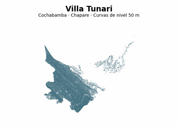 Curvas de nivel cada 50 m - Municipio de Villa Tunari, Cochabamba
