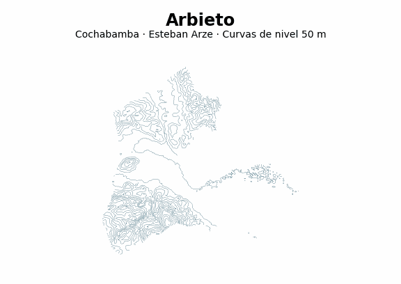 Curvas de nivel cada 50 m - Municipio de Arbieto, Cochabamba