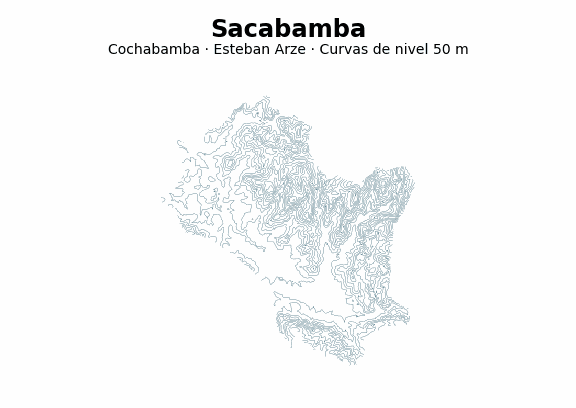 Curvas de nivel cada 50 m - Municipio de Sacabamba, Cochabamba