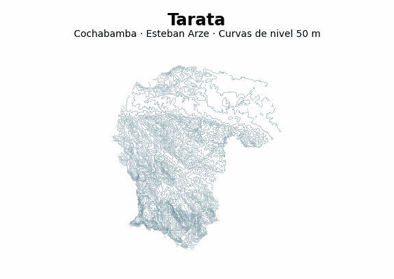 Curvas de nivel cada 50 m - Municipio de Tarata, Cochabamba