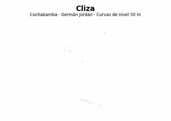 Curvas de nivel cada 50 m - Municipio de Cliza, Cochabamba