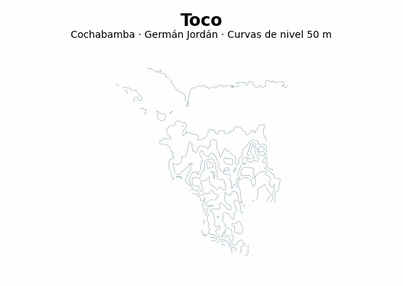 Curvas de nivel cada 50 m - Municipio de Toco, Cochabamba