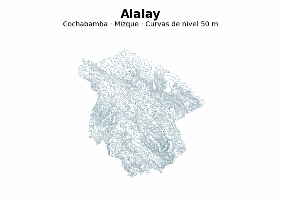 Curvas de nivel cada 50 m - Municipio de Alalay, Cochabamba