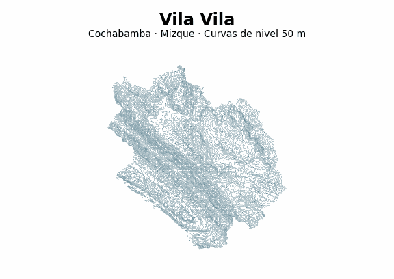 Curvas de nivel cada 50 m - Municipio de Vila Vila, Cochabamba