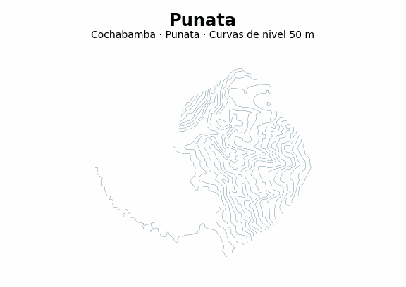 Curvas de nivel cada 50 m - Municipio de Punata, Cochabamba