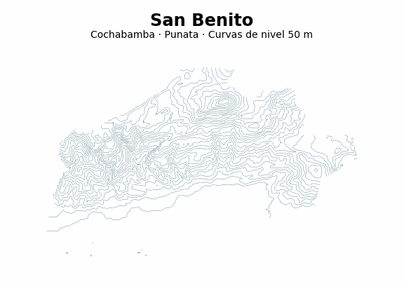 Curvas de nivel cada 50 m - Municipio de San Benito, Cochabamba