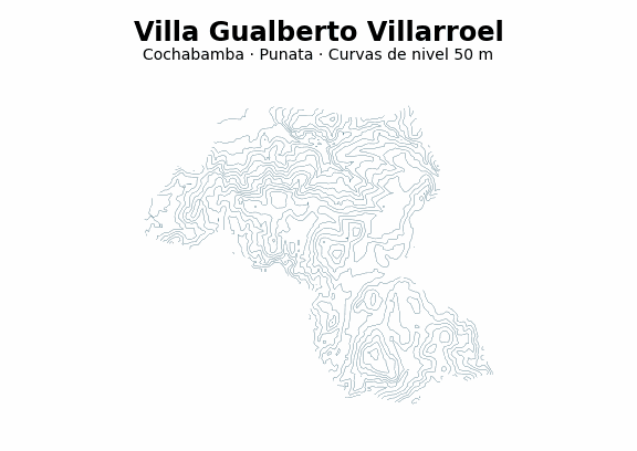 Curvas de nivel cada 50 m - Municipio de Villa Gualberto Villarroel, Cochabamba