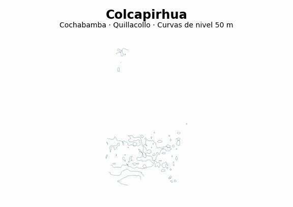 Curvas de nivel cada 50 m - Municipio de Colcapirhua, Cochabamba