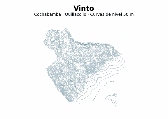 Curvas de nivel cada 50 m - Municipio de Vinto, Cochabamba
