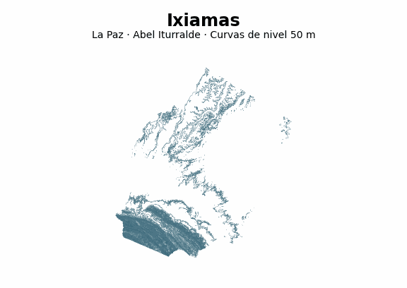 Curvas de nivel cada 50 m - Municipio de Ixiamas, La Paz