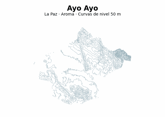 Curvas de nivel cada 50 m - Municipio de Ayo Ayo, La Paz
