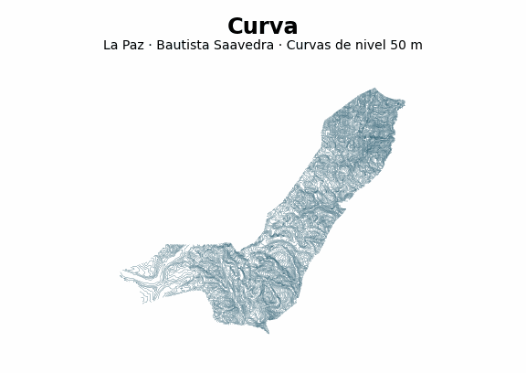 Curvas de nivel cada 50 m - Municipio de Curva, La Paz