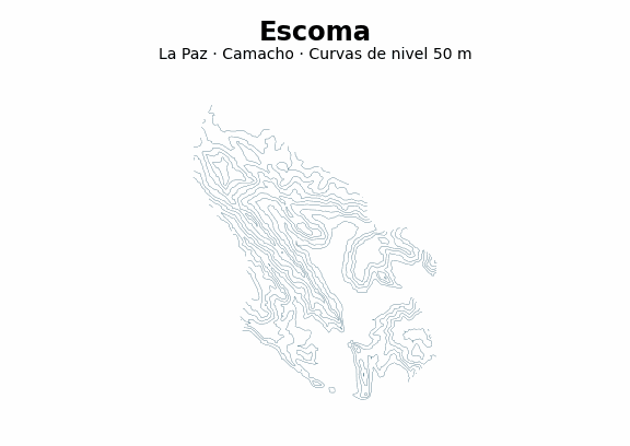 Curvas de nivel cada 50 m - Municipio de Escoma, La Paz