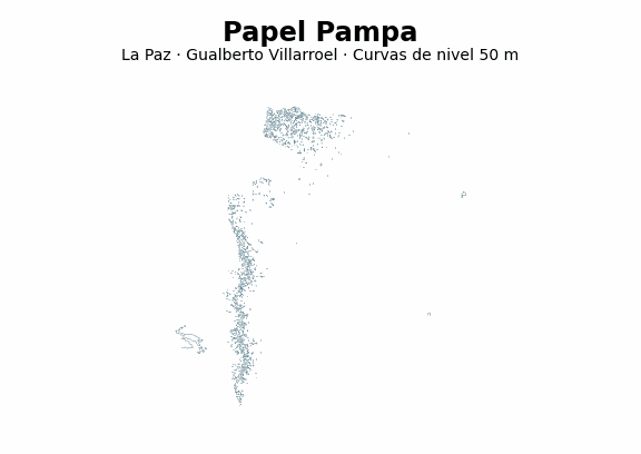 Curvas de nivel cada 50 m - Municipio de Papel Pampa, La Paz