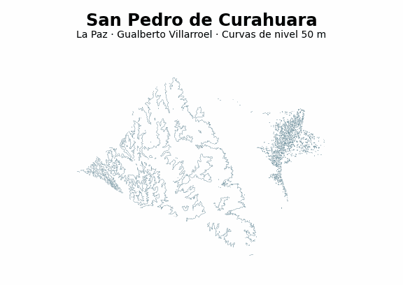 Curvas de nivel cada 50 m - Municipio de San Pedro de Curahuara, La Paz