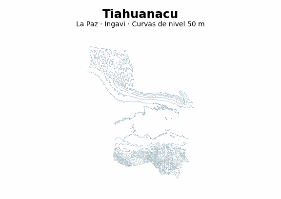 Curvas de nivel cada 50 m - Municipio de Tiahuanacu, La Paz
