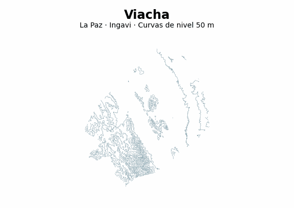 Curvas de nivel cada 50 m - Municipio de Viacha, La Paz