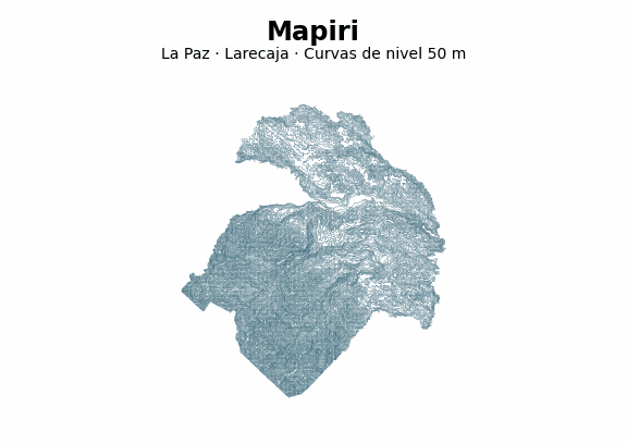 Curvas de nivel cada 50 m - Municipio de Mapiri, La Paz