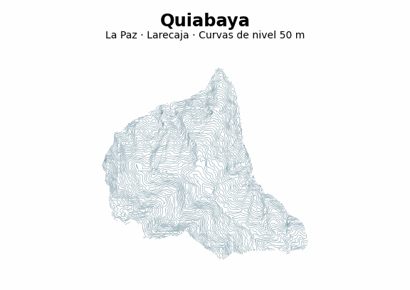 Curvas de nivel cada 50 m - Municipio de Quiabaya, La Paz