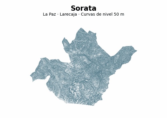Curvas de nivel cada 50 m - Municipio de Sorata, La Paz