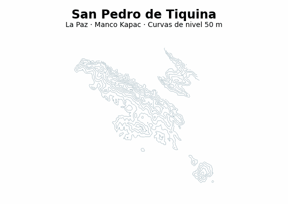 Curvas de nivel cada 50 m - Municipio de San Pedro de Tiquina, La Paz