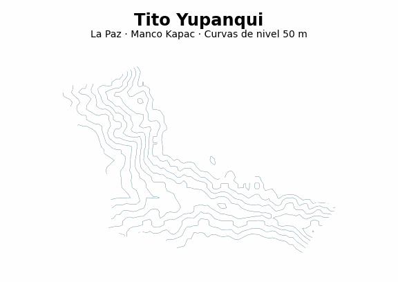 Curvas de nivel cada 50 m - Municipio de Tito Yupanqui, La Paz