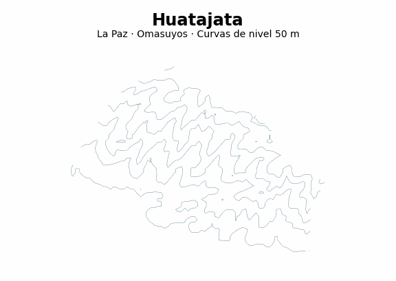 Curvas de nivel cada 50 m - Municipio de Huatajata, La Paz